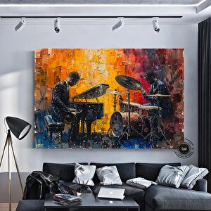 Caz Duvar Sanatı, Müzisyen Baskıları, Soyut Modern Jazz Temalı Kanvas 150x250 cm