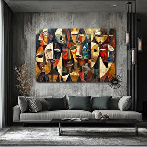Soyut Yüzler Kübist Kanvas Baskı, Picasso Tarzı Afrikalı Yüz Poster, Etnik Duvar Dekoru