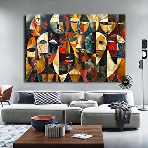 Soyut Yüzler Kübist Kanvas Baskı, Picasso Tarzı Afrikalı Yüz Poster, Etnik Duvar Dekoru