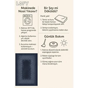 Yıkanabilir Salon Halısı – Lacivert – Geometric Desen, Makinede Yıkanabilir, Kolay Temizlenebilir, Toz Ve Tüy Tutmaz, Kaymaz, Evcil Hayvan Dostu