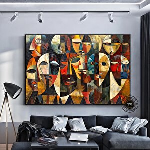 Soyut Yüzler Kübist Kanvas Baskı, Picasso Tarzı Afrikalı Yüz Poster, Etnik Duvar Dekoru
