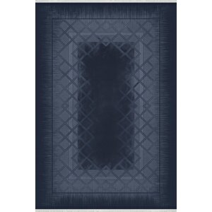 Yıkanabilir Salon Halısı – Lacivert – Geometric Desen, Makinede Yıkanabilir, Kolay Temizlenebilir, Toz Ve Tüy Tutmaz, Kaymaz, Evcil Hayvan Dostu 160x350 cm