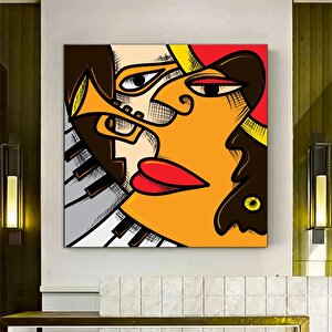 Soyut Caz Tablosu, Müzik Temalı Kanvas Poster 100x100 cm