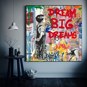 Büyük Hayaller Kur Graffiti Duvar Sanatı; Sokak Sanatı Posteri; Şehir Sanatı Baskısı; Modern Sanat K 60x60 cm