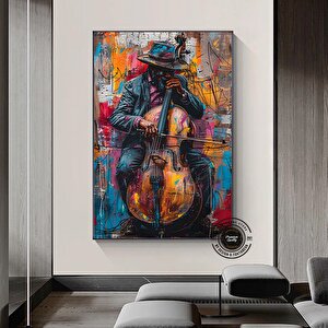 Afrika Caz Sanatı; Afrika Kanvas; Caz Duvar Sanatı; Siyah Müzisyen Kanvas; Sokak Caz Grubu Tablosu 60x90 cm