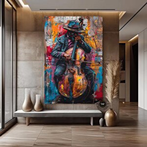 Afrika Caz Sanatı; Afrika Kanvas; Caz Duvar Sanatı; Siyah Müzisyen Kanvas; Sokak Caz Grubu Tablosu 60x90 cm