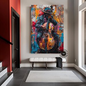 Afrika Caz Sanatı; Afrika Kanvas; Caz Duvar Sanatı; Siyah Müzisyen Kanvas; Sokak Caz Grubu Tablosu 60x90 cm