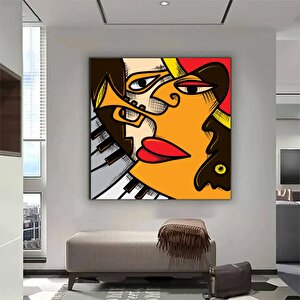 Soyut Caz Tablosu, Müzik Temalı Kanvas Poster 40x40 cm