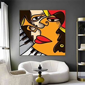 Soyut Caz Tablosu, Müzik Temalı Kanvas Poster 40x40 cm