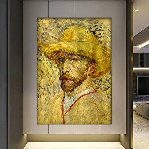Van Gogh Kanvas Duvar Sanatı – Gri Saman Şapkalı Otoportre; Sergi Resmi; Van Gogh Posteri; Van Gogh 100x150 cm