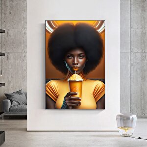 Modern Afrikalı Kadın Kanvas Tablosu; Oturma Odası Ev Dekoru; Etnik Kadın Sanatı