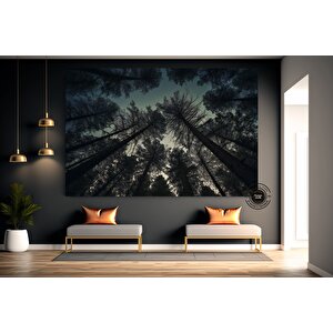 Mavi Gökyüzüyle Ormandaki Çam Ağaçları – Doğa Kanvas Tablosu, Manzara Duvar Dekoru 120x180 cm