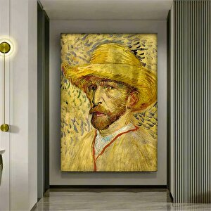Van Gogh Kanvas Duvar Sanatı – Gri Saman Şapkalı Otoportre; Sergi Resmi; Van Gogh Posteri; Van Gogh