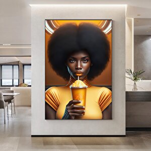 Modern Afrikalı Kadın Kanvas Tablosu; Oturma Odası Ev Dekoru; Etnik Kadın Sanatı 70x100 cm