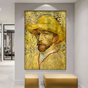 Van Gogh Kanvas Duvar Sanatı – Gri Saman Şapkalı Otoportre; Sergi Resmi; Van Gogh Posteri; Van Gogh