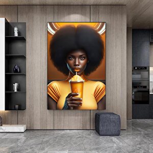 Modern Afrikalı Kadın Kanvas Tablosu; Oturma Odası Ev Dekoru; Etnik Kadın Sanatı