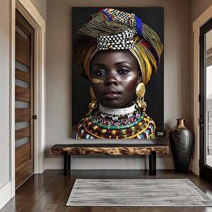 Afrikalı Kadın Kanvas Tablosu; Etnik Duvar Sanatı; Afrika Kanvas; Etnik Kadın Kanvas