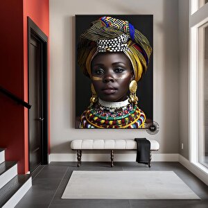 Afrikalı Kadın Kanvas Tablosu; Etnik Duvar Sanatı; Afrika Kanvas; Etnik Kadın Kanvas 80x160 cm