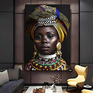 Afrikalı Kadın Kanvas Tablosu; Etnik Duvar Sanatı; Afrika Kanvas; Etnik Kadın Kanvas