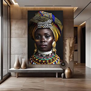 Afrikalı Kadın Kanvas Tablosu; Etnik Duvar Sanatı; Afrika Kanvas; Etnik Kadın Kanvas 100x150 cm
