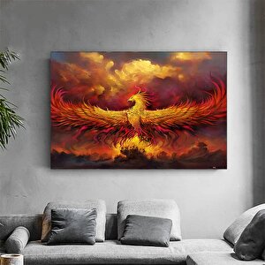 Anka Kuşu Kanvas Baskıları; Ejderha Kanvas Tablosu; Kırmızı Anka; Asmaya Hazır