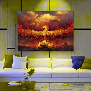 Anka Kuşu Kanvas Baskıları; Ejderha Kanvas Tablosu; Kırmızı Anka; Asmaya Hazır