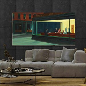 Edward Hopper Gece Kuşları Modern Duvar Sanatı, Reprodüksiyon Kanvas, Trend Tablo