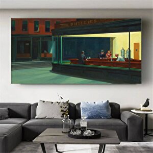 Edward Hopper Gece Kuşları Modern Duvar Sanatı, Reprodüksiyon Kanvas, Trend Tablo