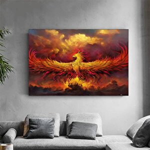 Anka Kuşu Kanvas Baskıları; Ejderha Kanvas Tablosu; Kırmızı Anka; Asmaya Hazır