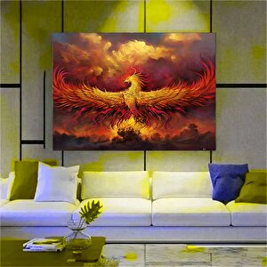 Anka Kuşu Kanvas Baskıları; Ejderha Kanvas Tablosu; Kırmızı Anka; Asmaya Hazır