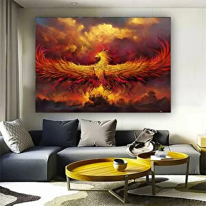 Anka Kuşu Kanvas Baskıları; Ejderha Kanvas Tablosu; Kırmızı Anka; Asmaya Hazır