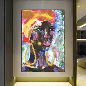 Etnik Kanvas Sanatı; Kadın Duvar Sanatı; Afrikalı Kadın Kanvas; Etnik Sanat; Ev Dekoru; Çerçeveli Ka 20x30 cm