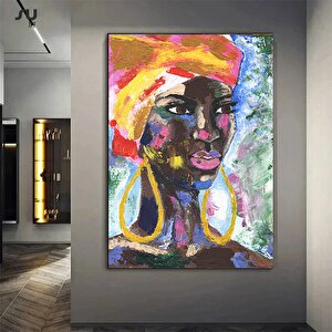 Etnik Kanvas Sanatı; Kadın Duvar Sanatı; Afrikalı Kadın Kanvas; Etnik Sanat; Ev Dekoru; Çerçeveli Ka