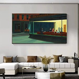 Edward Hopper Gece Kuşları Modern Duvar Sanatı, Reprodüksiyon Kanvas, Trend Tablo