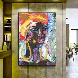Etnik Kanvas Sanatı; Kadın Duvar Sanatı; Afrikalı Kadın Kanvas; Etnik Sanat; Ev Dekoru; Çerçeveli Ka