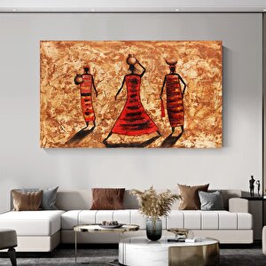 Masai Afrikalı Kadınlar Duvar Sanatı – Soyut Afrika Kanvas; Renkli Etnik Tablo