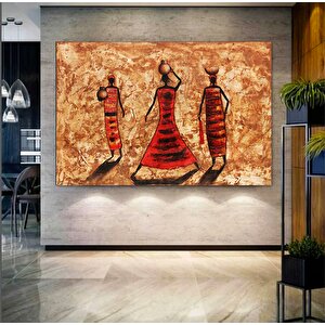 Masai Afrikalı Kadınlar Duvar Sanatı – Soyut Afrika Kanvas; Renkli Etnik Tablo