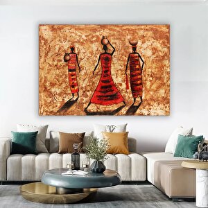 Masai Afrikalı Kadınlar Duvar Sanatı – Soyut Afrika Kanvas; Renkli Etnik Tablo 90x180 cm