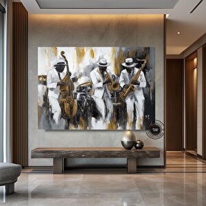Uyumlu Ritimler Ii: Afrikalı Caz Grubu, Renkli Caz Temalı Kültür Duvar Dekoru 120x180 cm