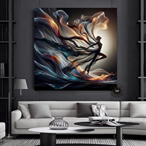 Balerin Dans Eden Kanvas Duvar Sanatı, İpek Elbiseli Modern Tasarım, Ev Dekoru Kanvas Baskı Tablosu 80x80 cm