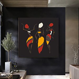 Etnik Soyut Kanvas Sanatı; Afrikalı Kadın Dansçılar Tribü Sanatı; Dans Eden Kadınlar Posteri; Afrika 30x30 cm