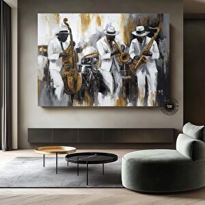 Uyumlu Ritimler Ii: Afrikalı Caz Grubu, Renkli Caz Temalı Kültür Duvar Dekoru 50x70 cm