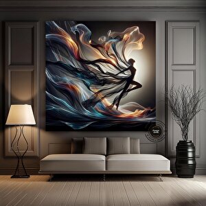 Balerin Dans Eden Kanvas Duvar Sanatı, İpek Elbiseli Modern Tasarım, Ev Dekoru Kanvas Baskı Tablosu 100x100 cm