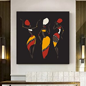 Etnik Soyut Kanvas Sanatı; Afrikalı Kadın Dansçılar Tribü Sanatı; Dans Eden Kadınlar Posteri; Afrika 60x60 cm