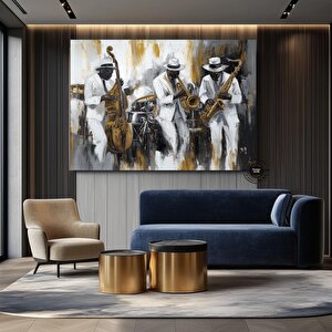 Uyumlu Ritimler Ii: Afrikalı Caz Grubu, Renkli Caz Temalı Kültür Duvar Dekoru 90x180 cm