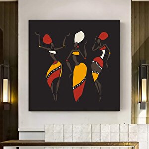 Etnik Soyut Kanvas Sanatı; Afrikalı Kadın Dansçılar Tribü Sanatı; Dans Eden Kadınlar Posteri; Afrika 80x80 cm