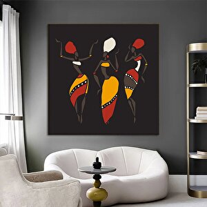 Etnik Soyut Kanvas Sanatı; Afrikalı Kadın Dansçılar Tribü Sanatı; Dans Eden Kadınlar Posteri; Afrika 80x80 cm