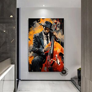 Graffiti Caz Müziği Kanvas Baskısı; Afrika Caz Duvar Sanatı; Caz Graffiti Tablosu 40x60 cm