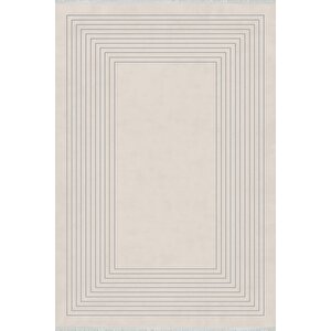 Pamuk Dokuma Taban Halı – Gri; Krem – Geometrik Desen, Makinede Yıkanabilir, Kolay Temizlenebilir, Toz Ve Tüy Tutmaz, Kaymaz, Evcil Hayvan Dostu