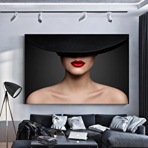 Şapkalı Kadın Tuvali, Kadın Portre Resmi, Kadın Siluet Tuval Baskısı, Kadın Ev Dekoru